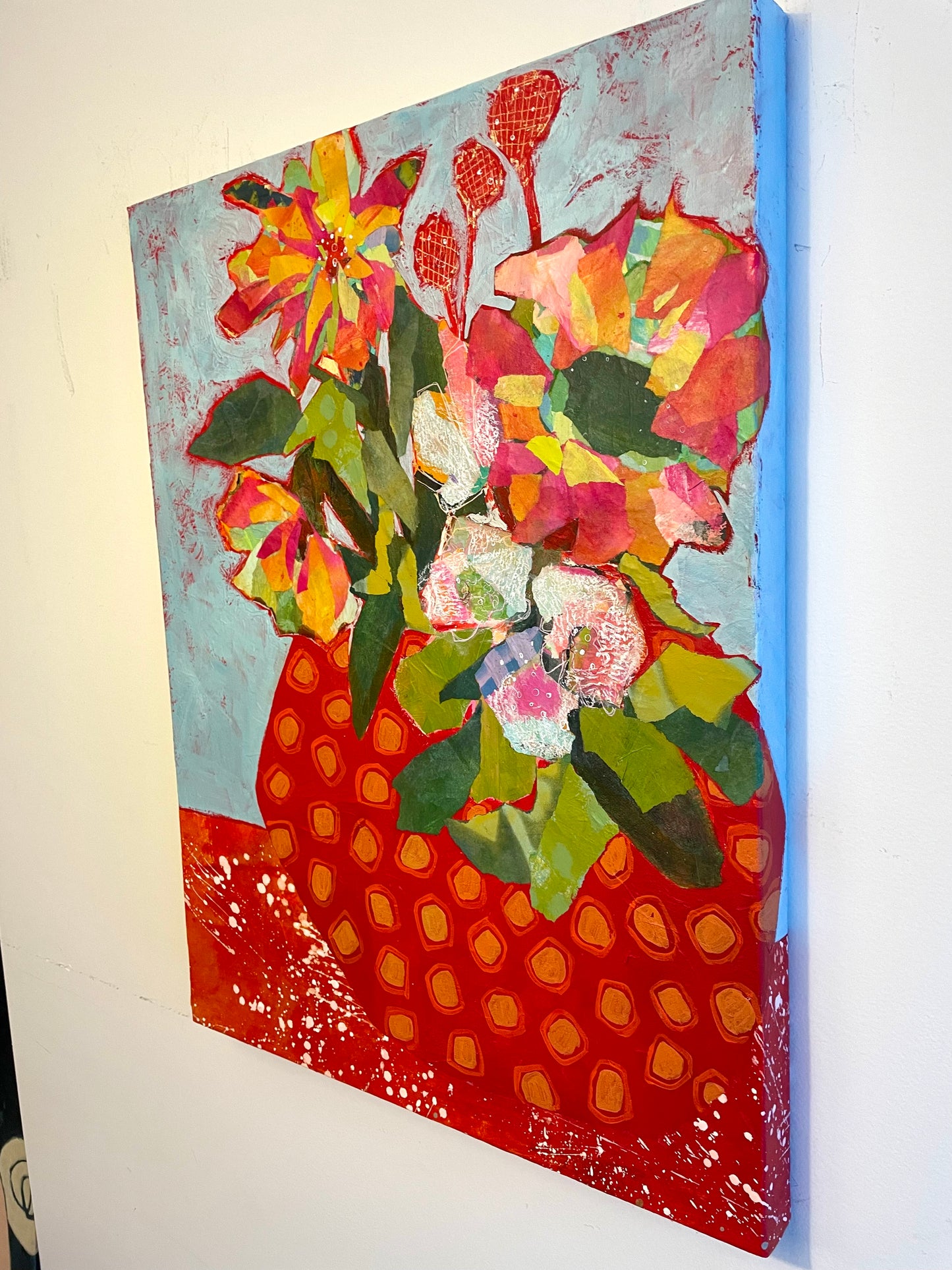 “Blooms of change” $700 18”x24” mixed media on gallery depth canvas