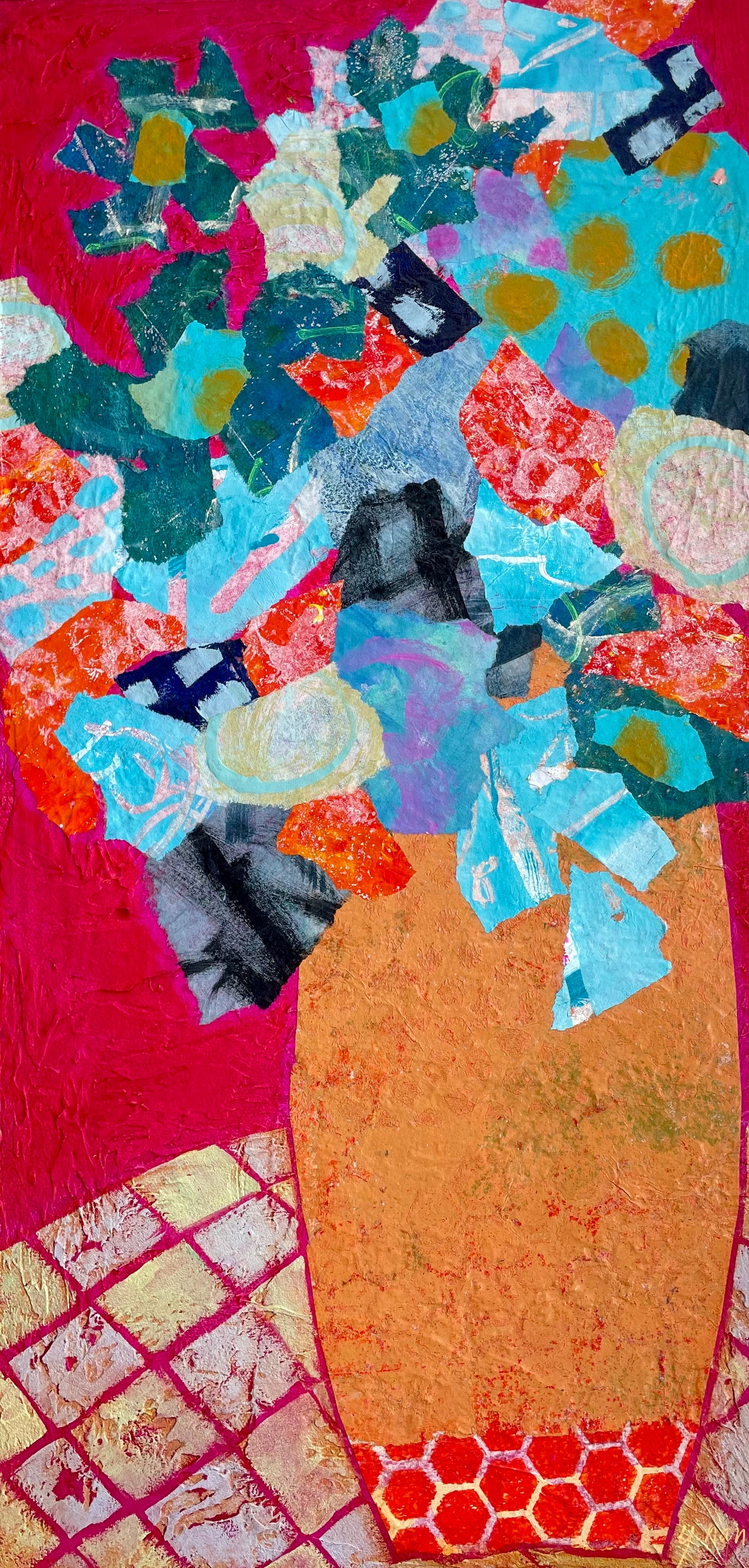 “It’s All Fun" $525- 12"x 24" Mixed media on gallery depth canvas
