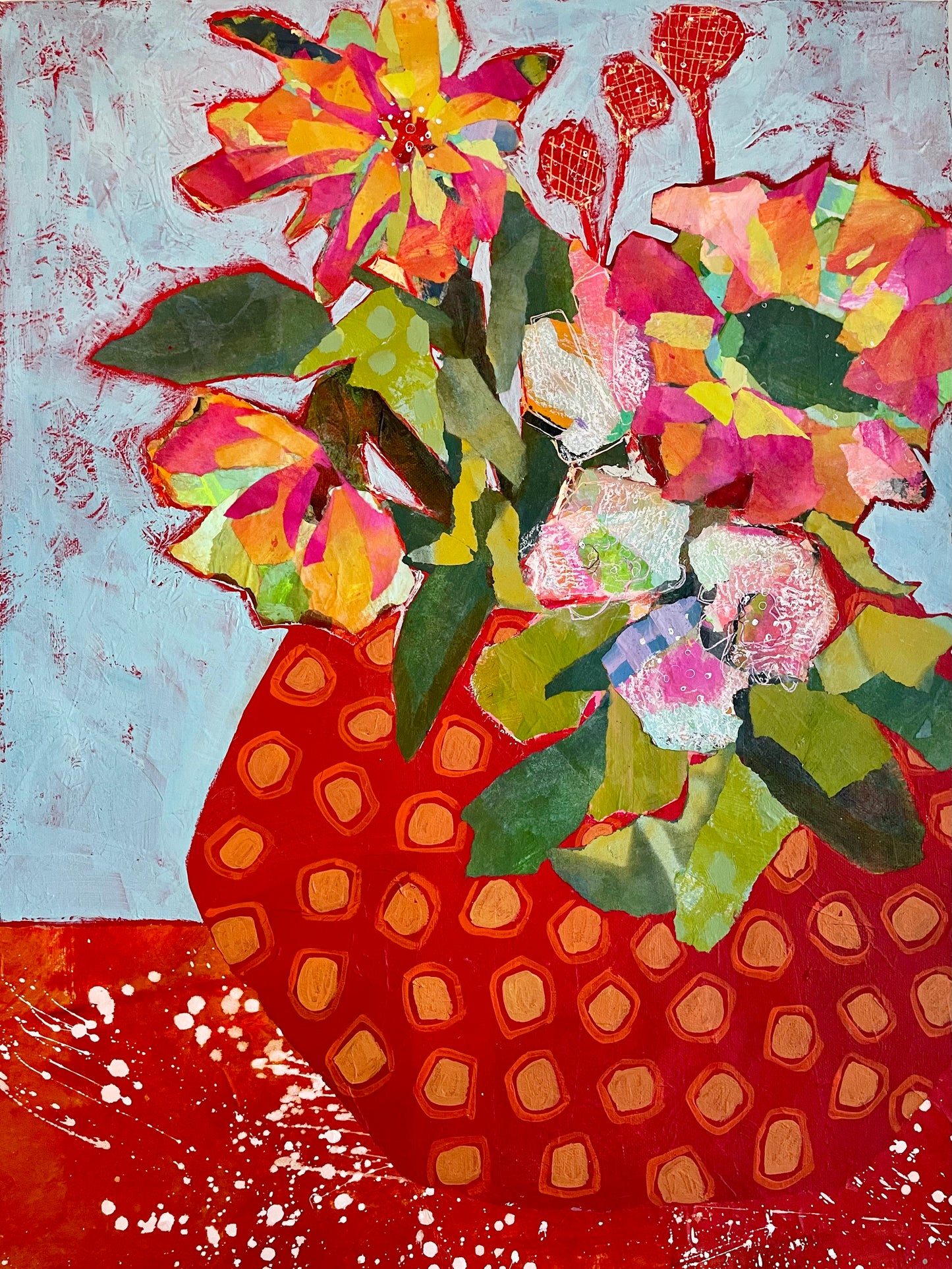 “Blooms of change” $700 18”x24” mixed media on gallery depth canvas