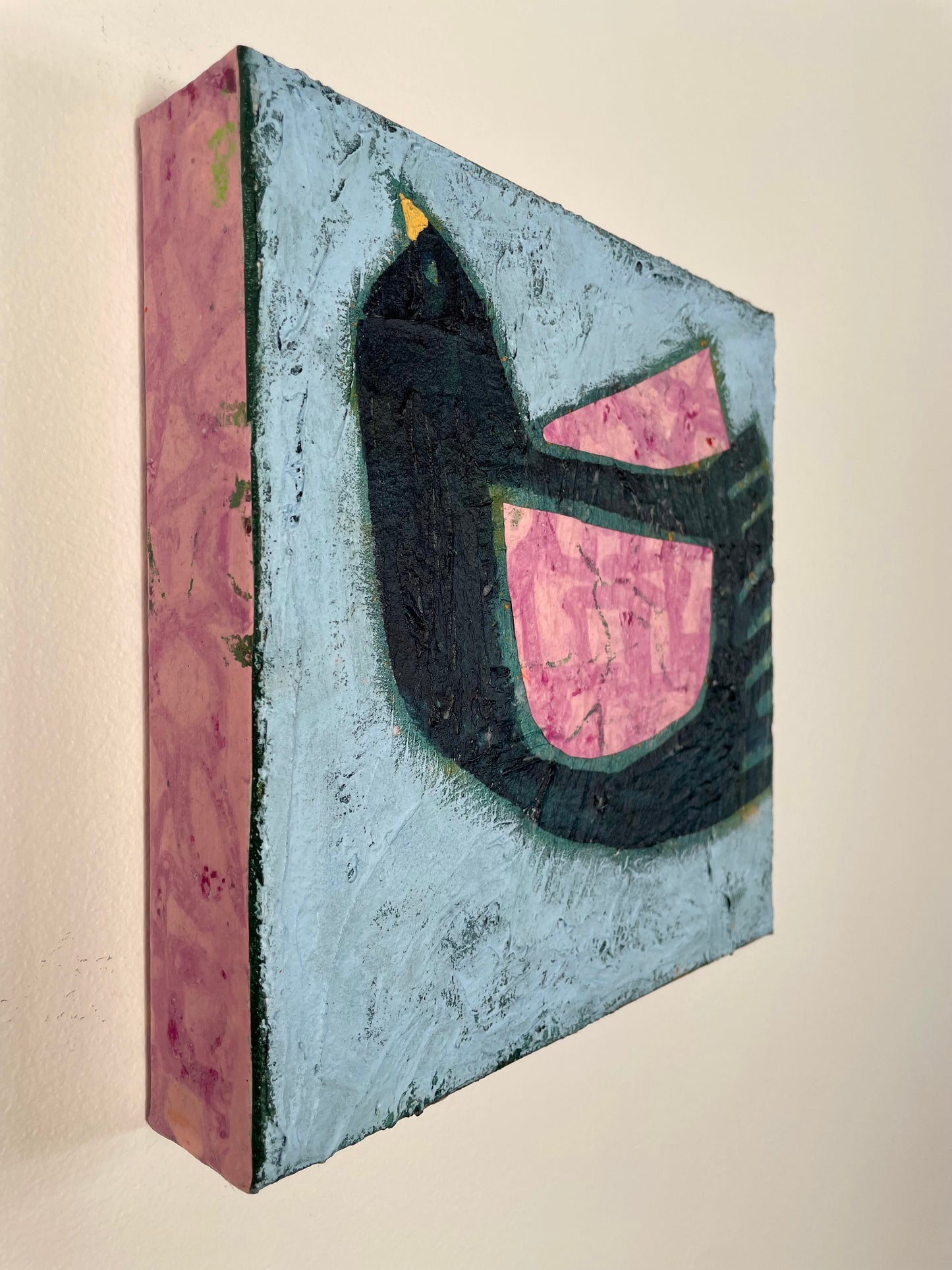 “Take These Eyes and Learn to See” $150 8"x 8" Mixed media acrylic and painted papers on gallery depth canvas