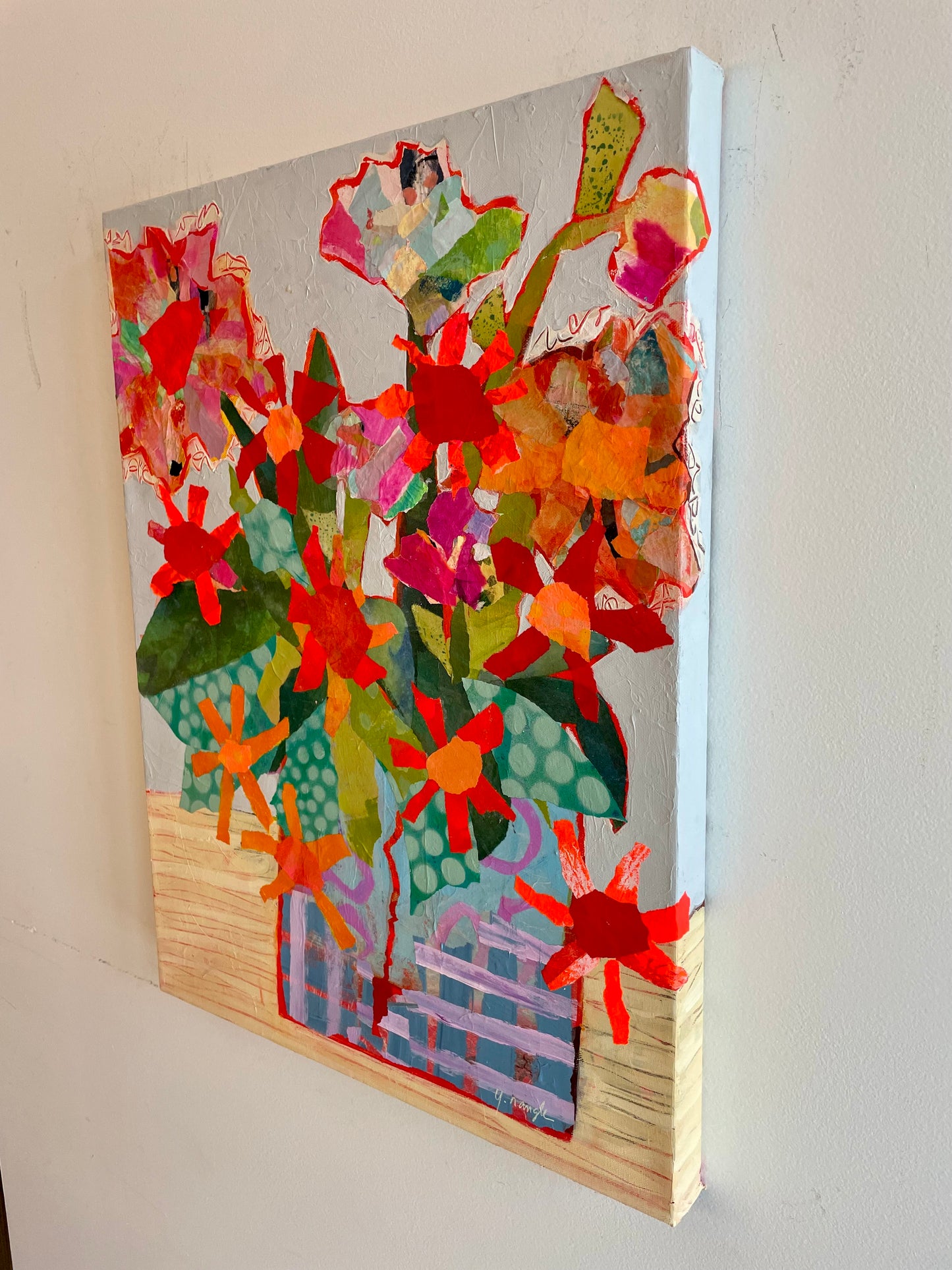 “Bloom. There It Is” $700 18”x24” mixed media on gallery depth canvas