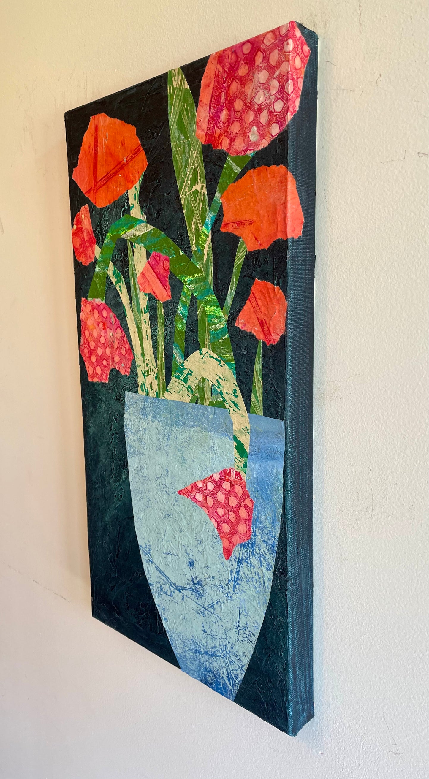 “Bloom Bold" $525- 12"x 24" Mixed media on gallery depth canvas