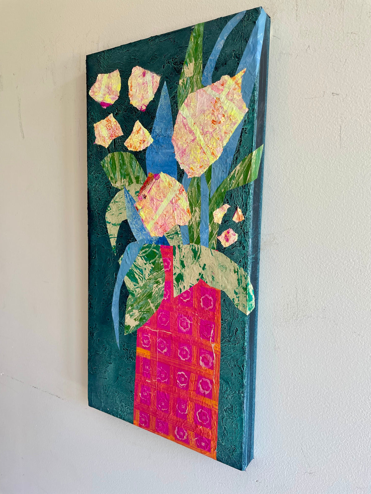 “Bloom Joy" $525- 12"x 24" Mixed media on gallery depth canvas