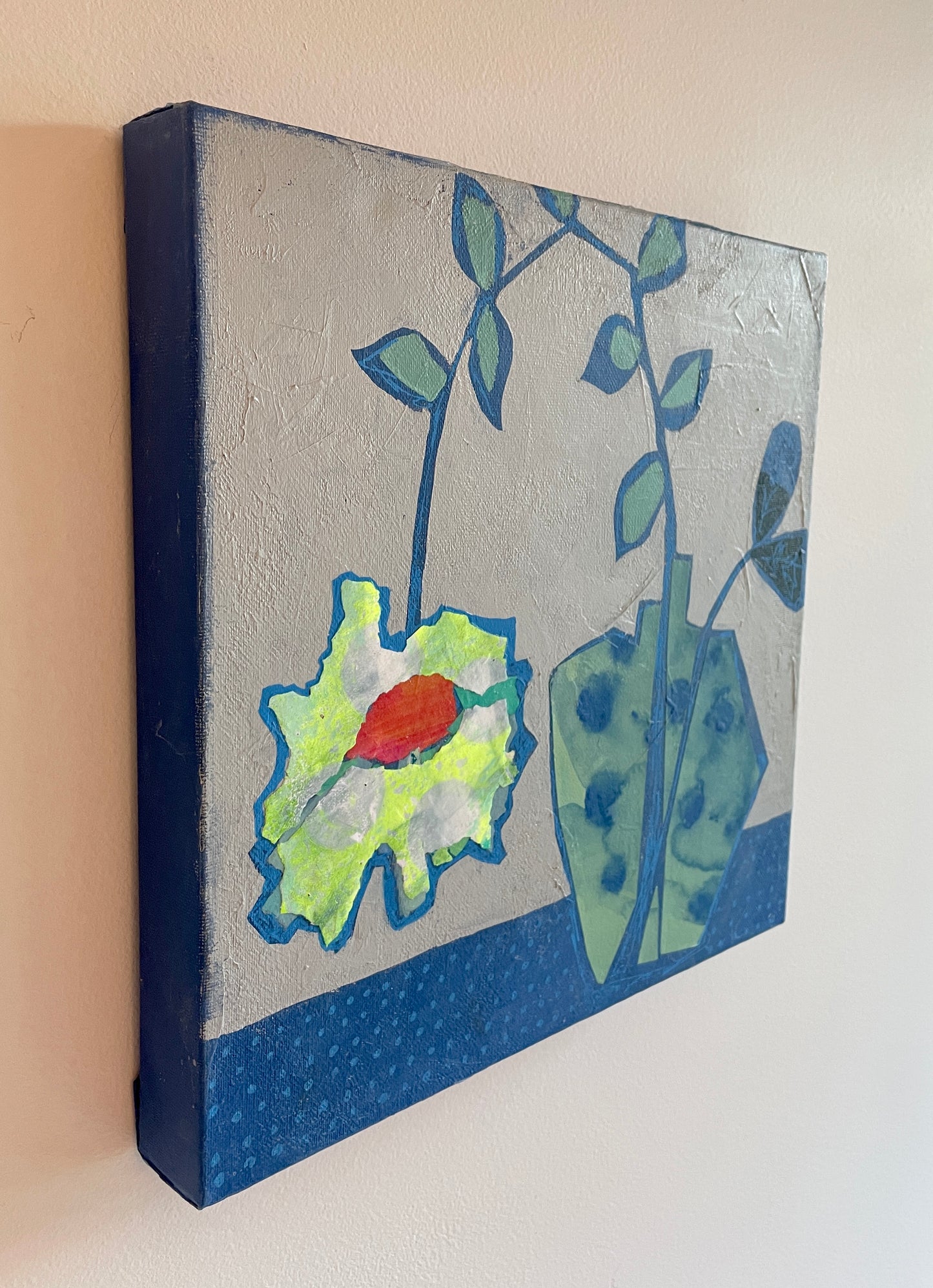 "Grasshopper" $350 - 12"x 12" Mixed media on gallery depth canvas