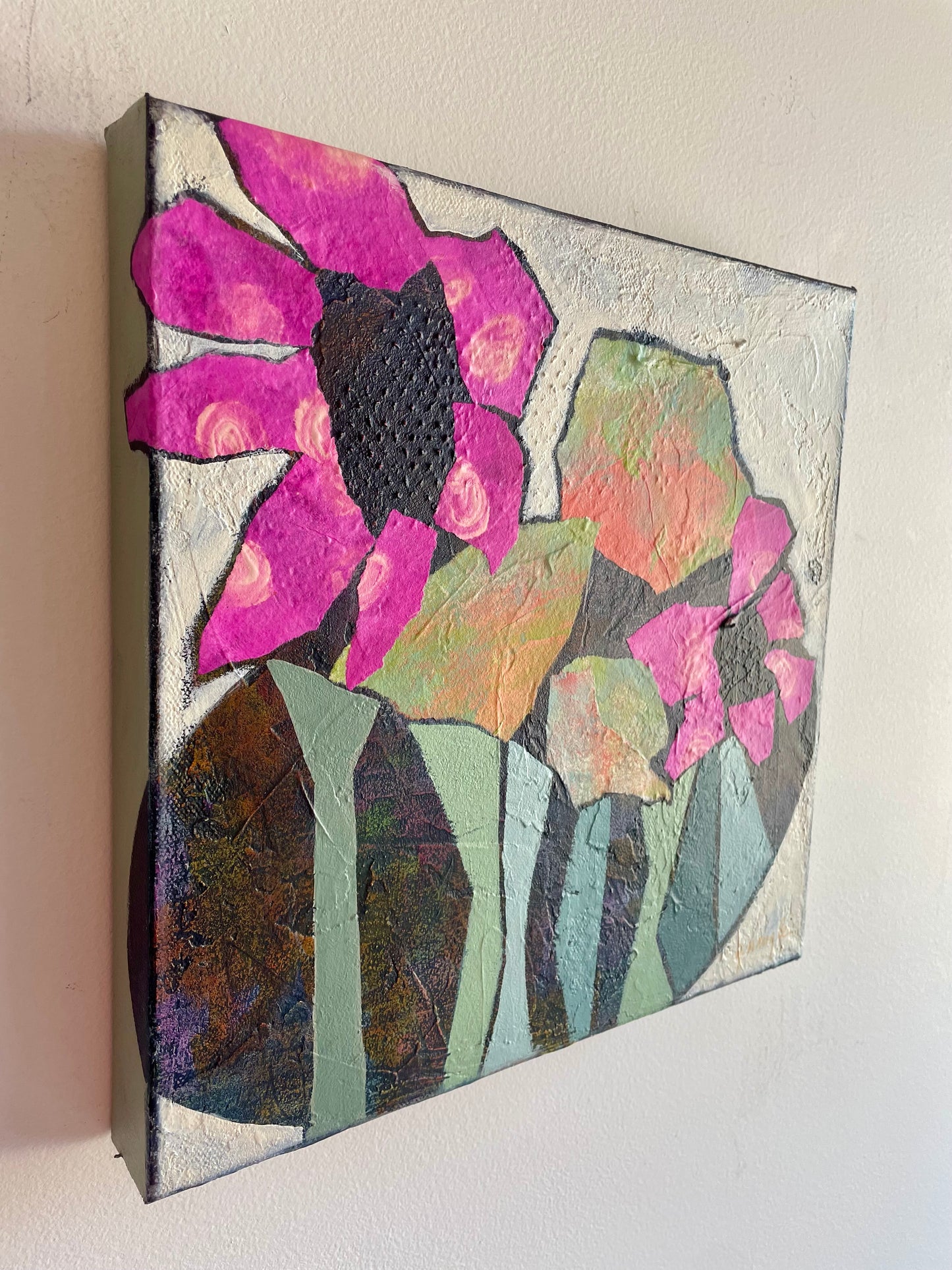 ”Never Garden Variety” $350 - 12"x 12" mixed media Acrylic and painted papers on canvas (Copy)
