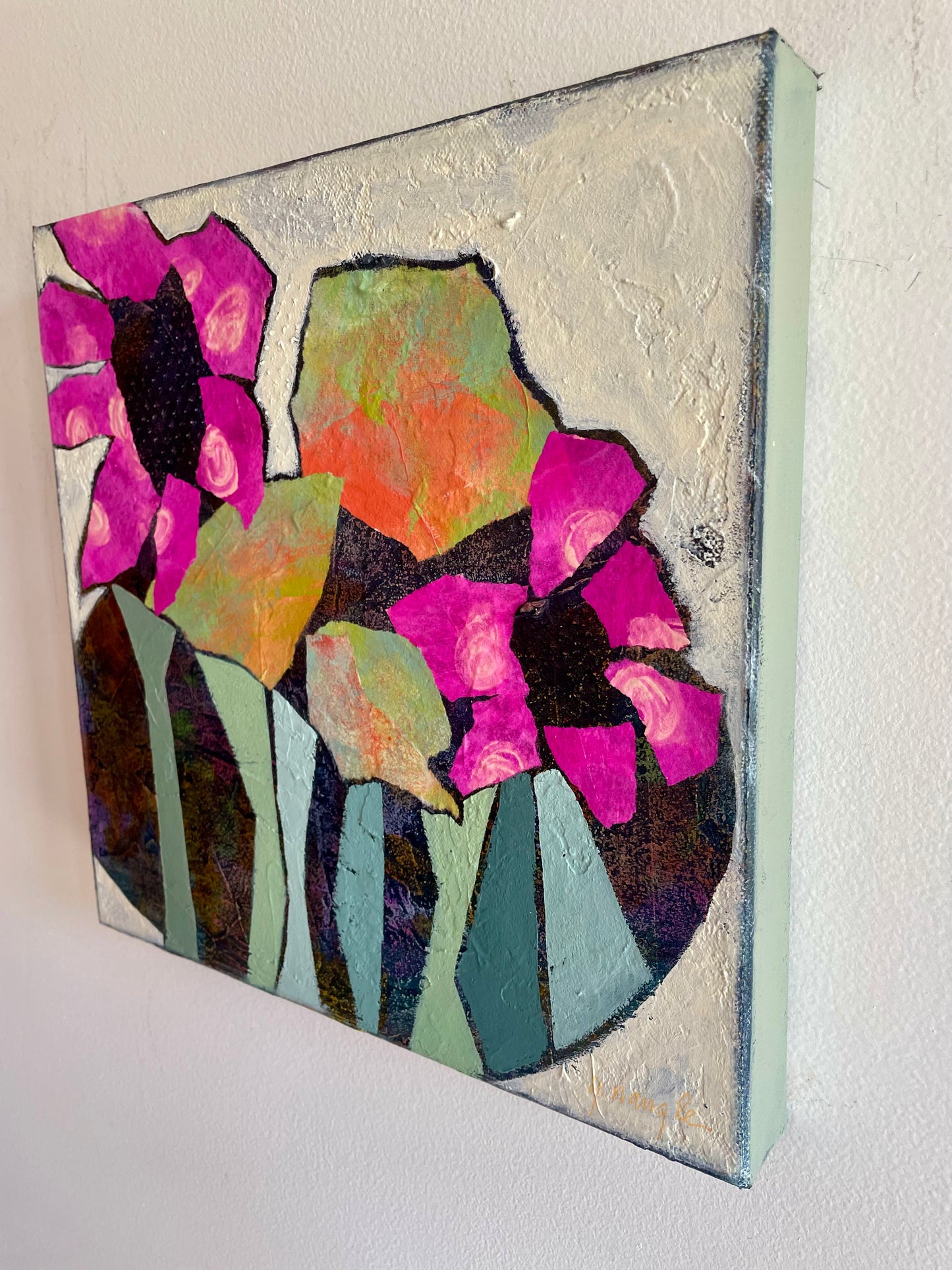 ”Never Garden Variety” $350 - 12"x 12" mixed media Acrylic and painted papers on canvas (Copy)