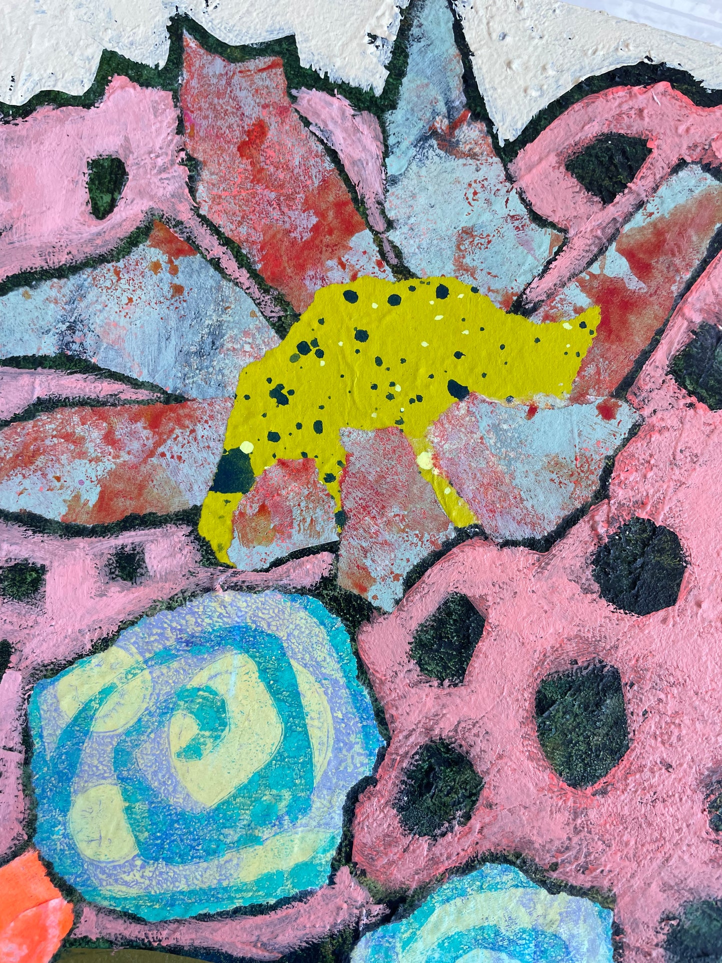 "Blooms Unleashed" $512 - 16"x 16" Mixed media on gallery depth canvas