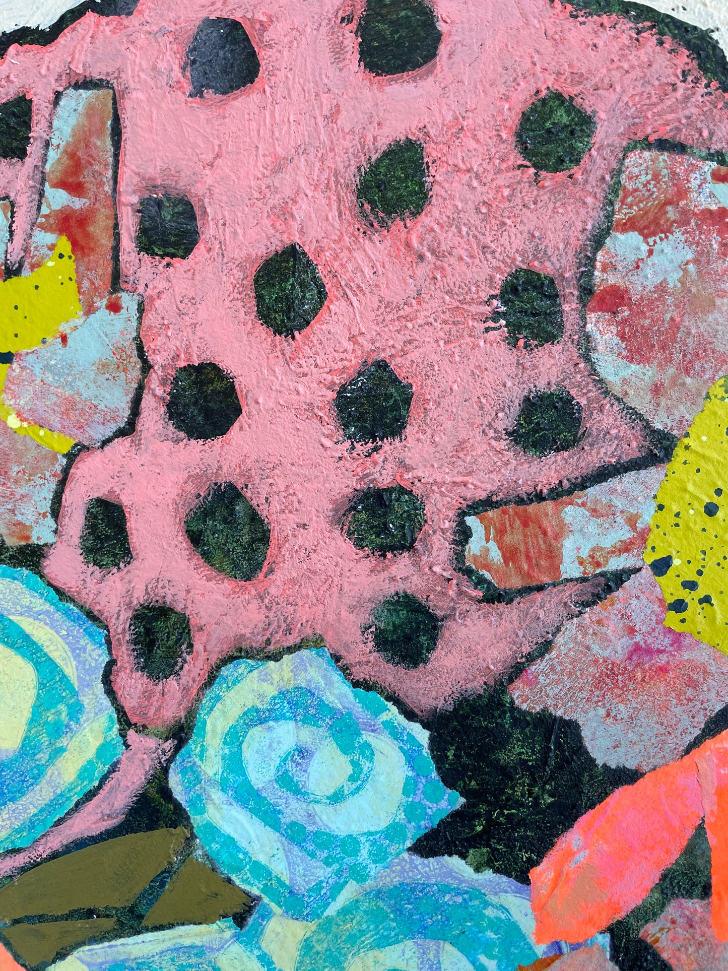 "Blooms Unleashed" $512 - 16"x 16" Mixed media on gallery depth canvas