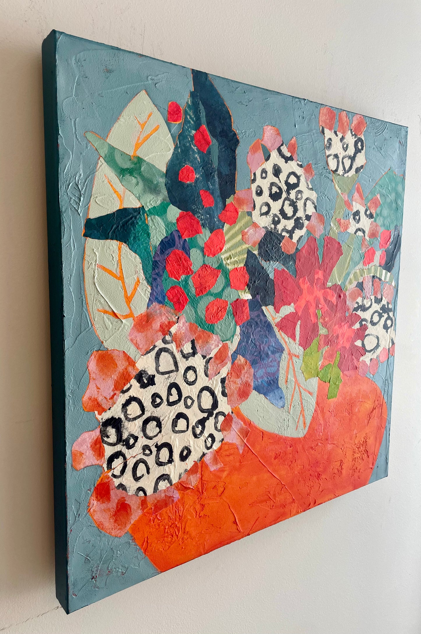 "Ode to Maximalism Bouquet" $765 - 24"x 24" Mixed media on gallery depth canvas