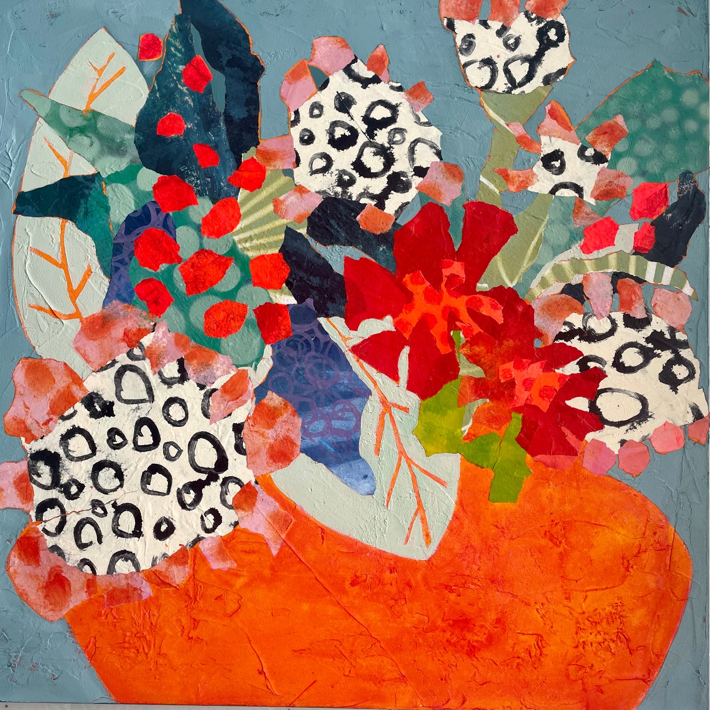 "Ode to Maximalism Bouquet" $765 - 24"x 24" Mixed media on gallery depth canvas