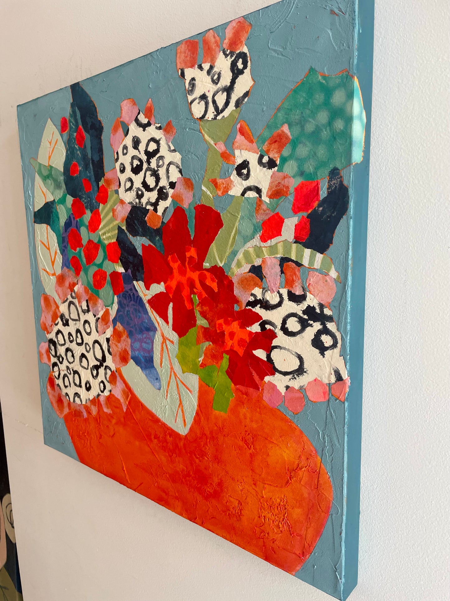 "Ode to Maximalism Bouquet" $765 - 24"x 24" Mixed media on gallery depth canvas