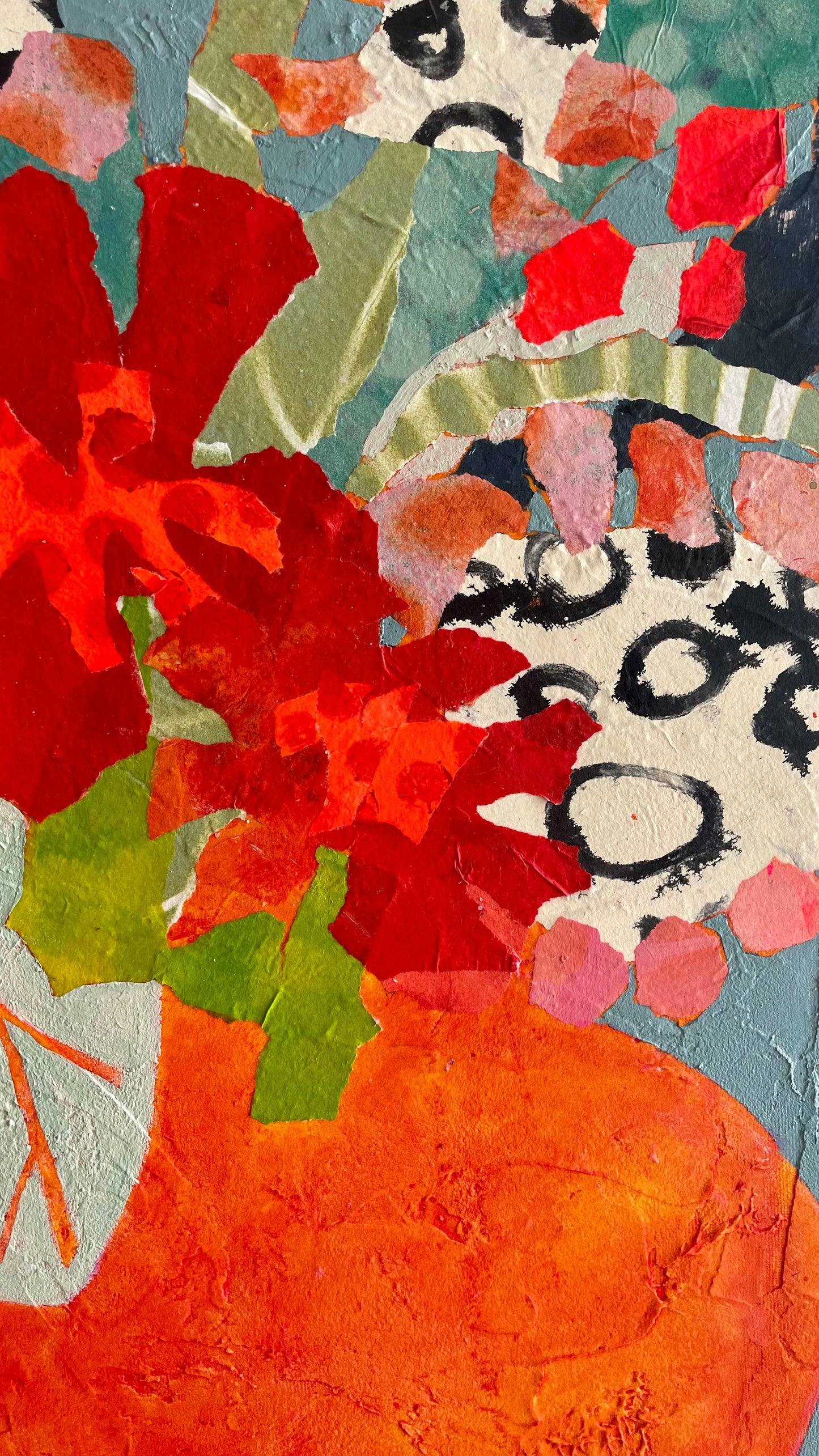 "Ode to Maximalism Bouquet" $765 - 24"x 24" Mixed media on gallery depth canvas