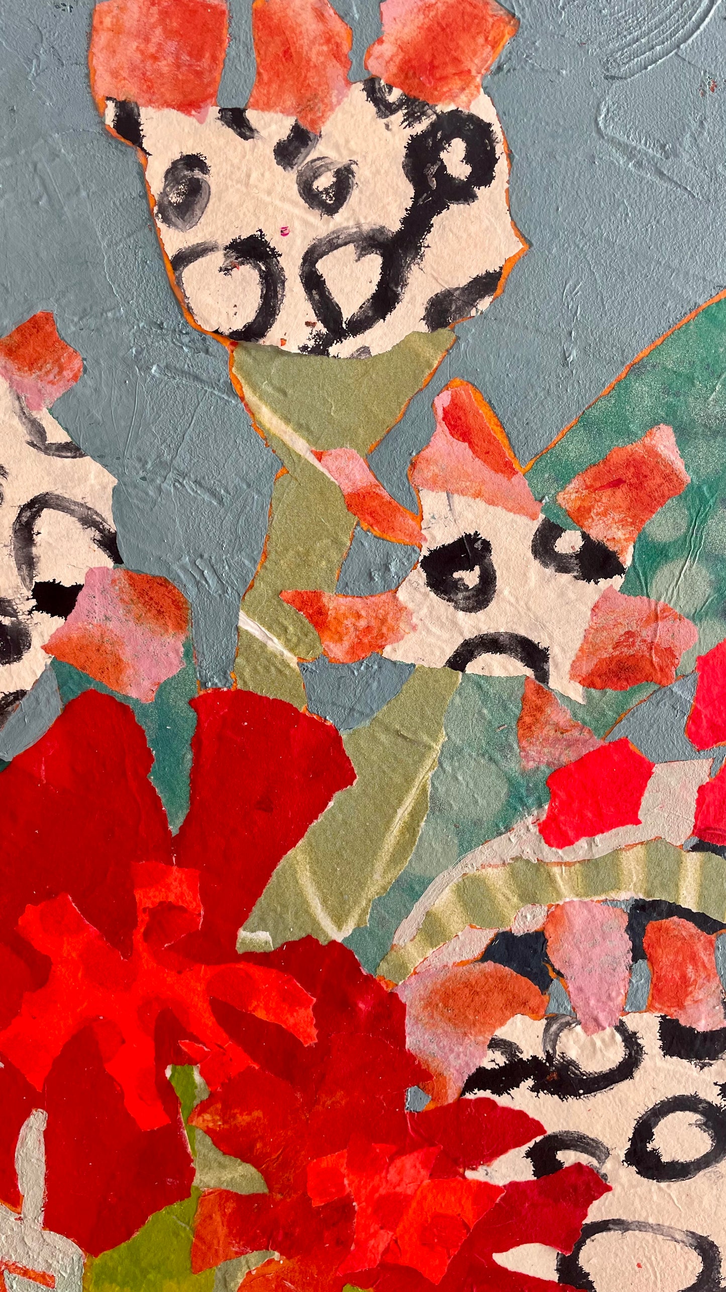"Ode to Maximalism Bouquet" $765 - 24"x 24" Mixed media on gallery depth canvas