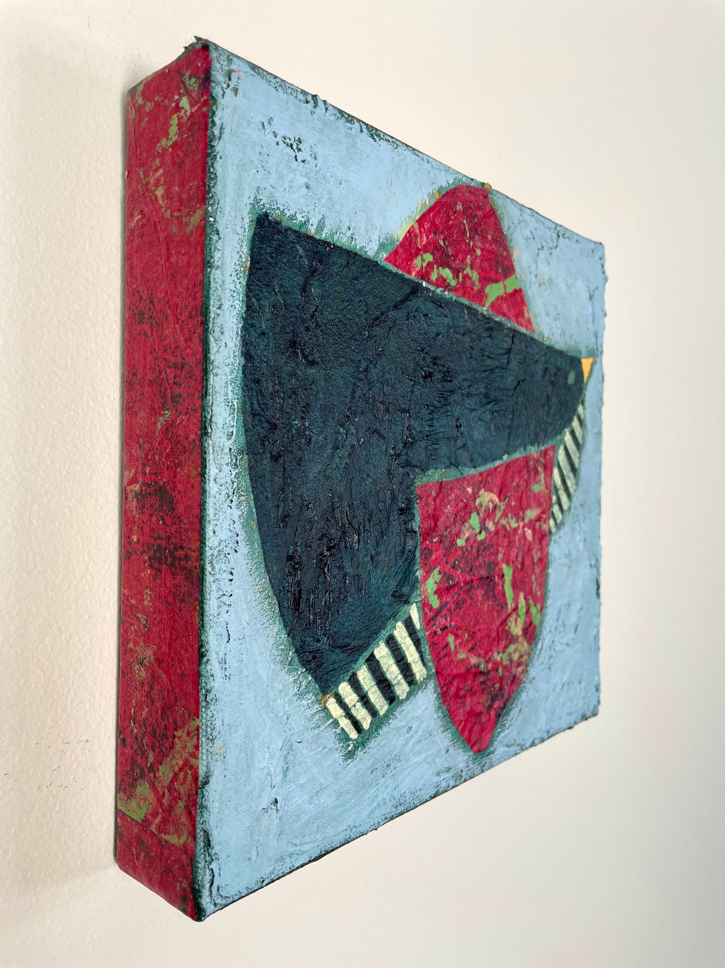 “Waiting for this Moment to be Free” $150 8"x 8" Mixed media acrylic and painted papers on gallery depth canvas