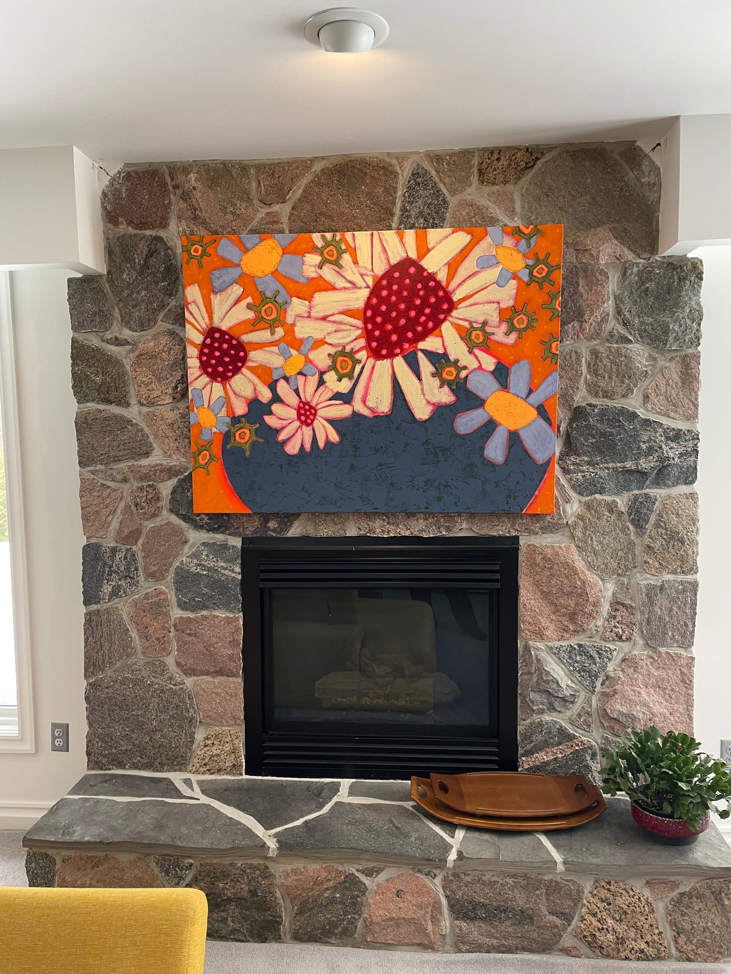 “Daisyness Craziness” $2200 48”x 36”  acrylic on gallery depth canvas