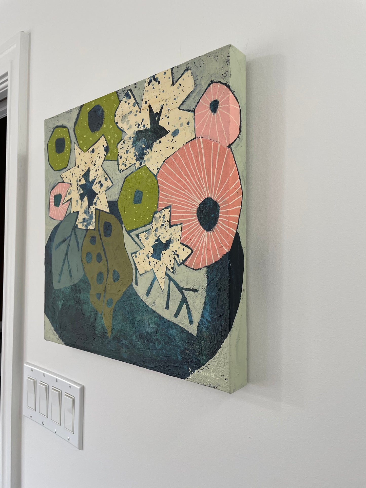 "Blooms Untamed"  $512 - 16"x 16" Mixed media on gallery depth canvas