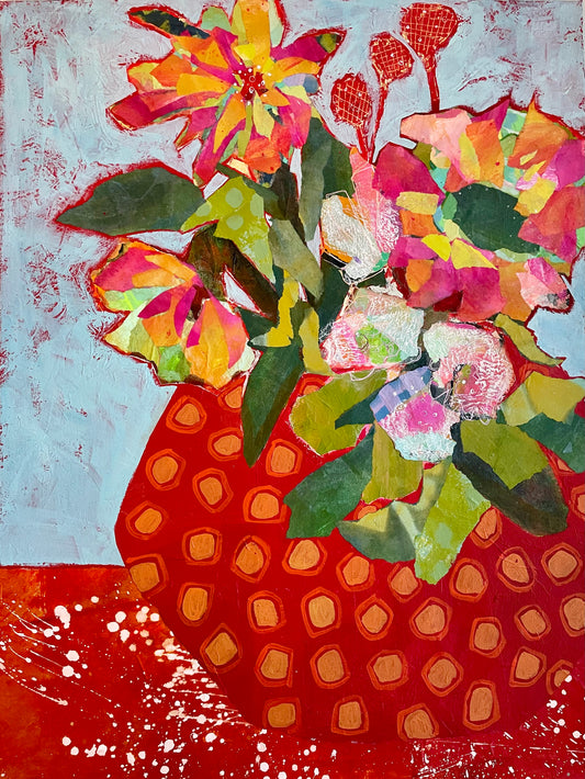 “Blooms of change” $700 18”x24” mixed media on gallery depth canvas