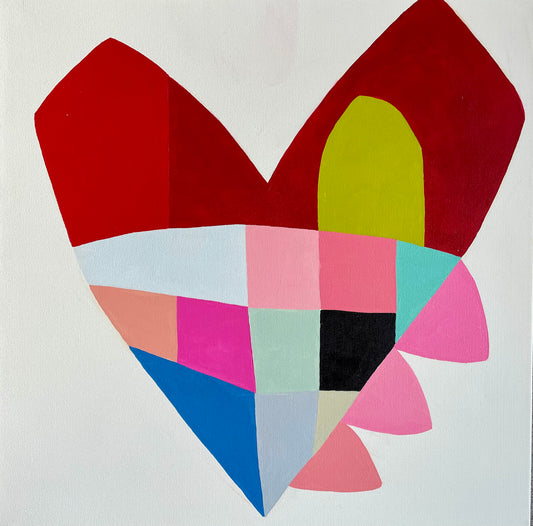 "Big Heartful”, $300 -20"x20" Acrylic on cradled wooden canvas