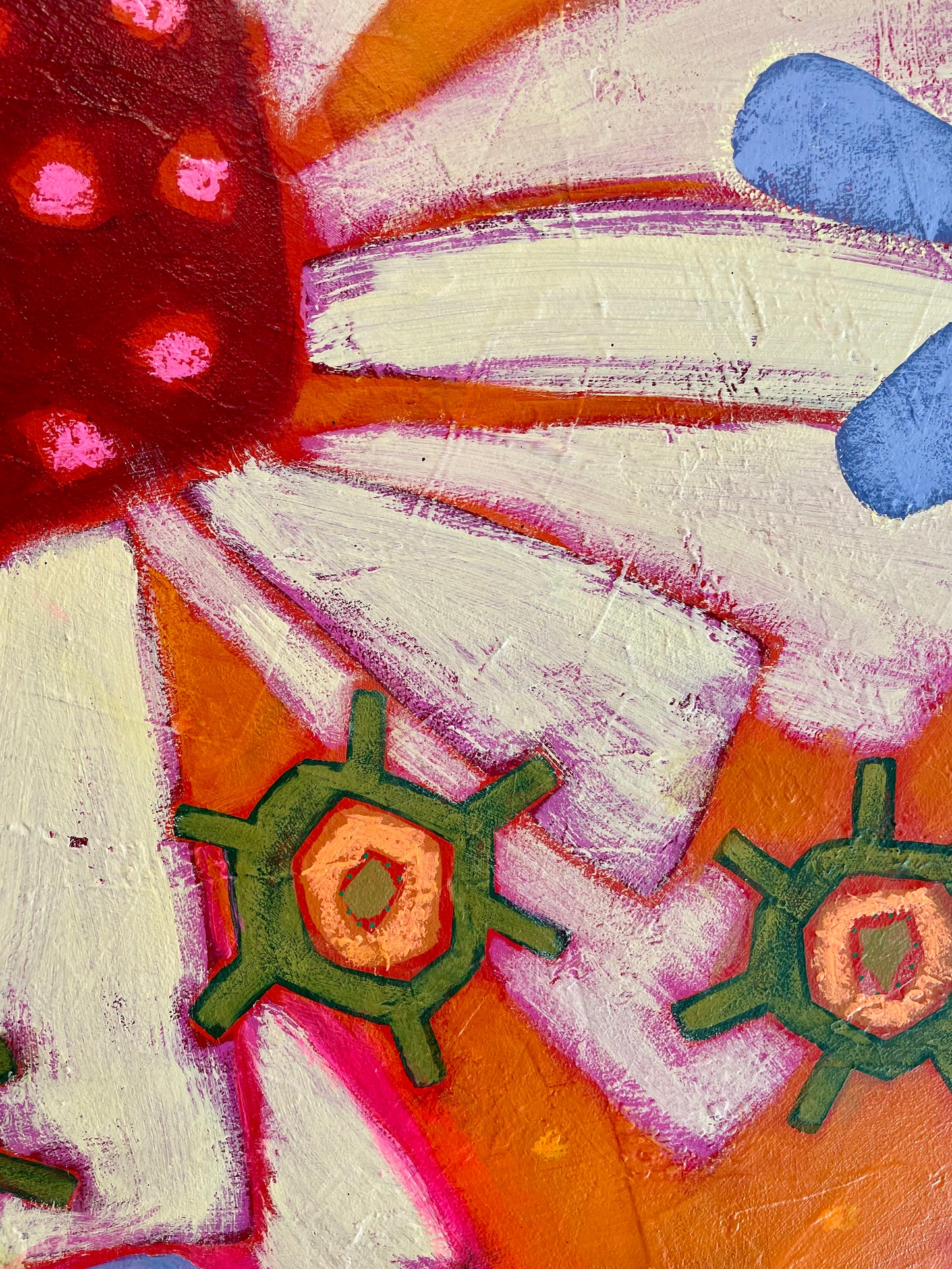 “Daisyness Craziness” $2200 48”x 36”  acrylic on gallery depth canvas