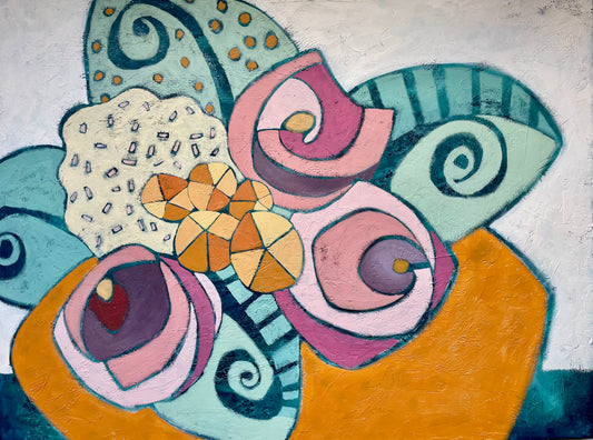 “The Shape of Positive Thoughts” $2200- 48" x 36” Acrylic on gallery depth canvas