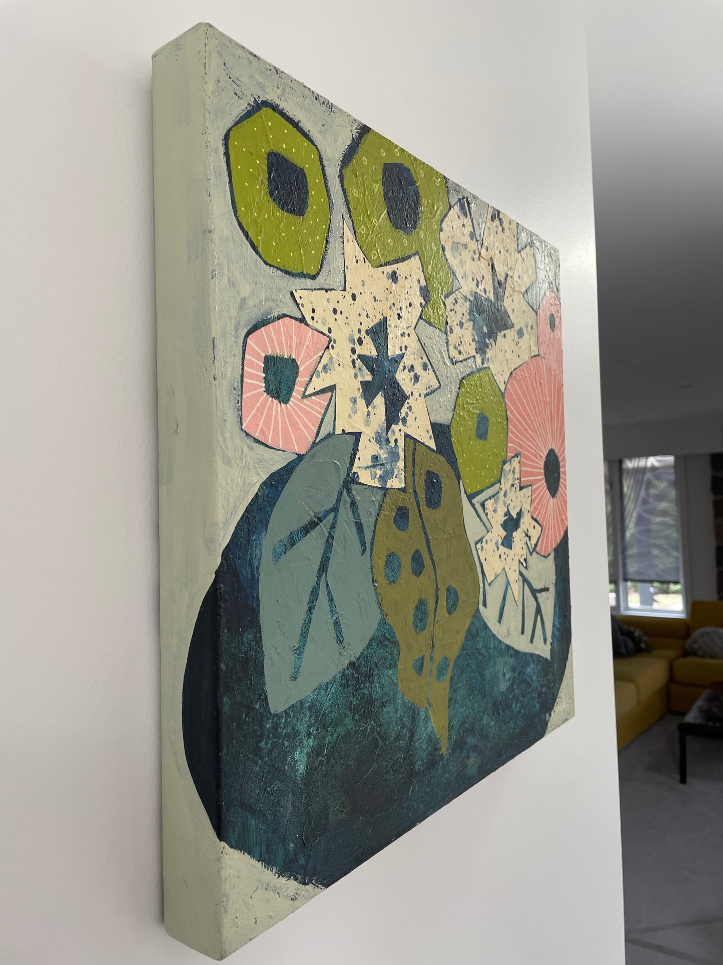 "Blooms Untamed"  $512 - 16"x 16" Mixed media on gallery depth canvas