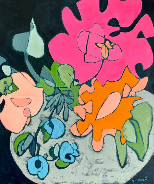 "Flowering Fabuloso"  $748- 20"x 24" Acrylic on gallery depth canvas