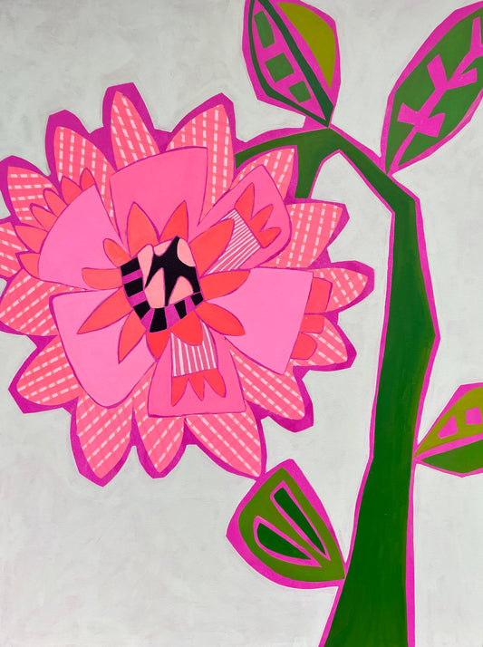 “Big Pink Floral Plaid” $800 - 48" x 36” Acrylic on gallery depth canvas