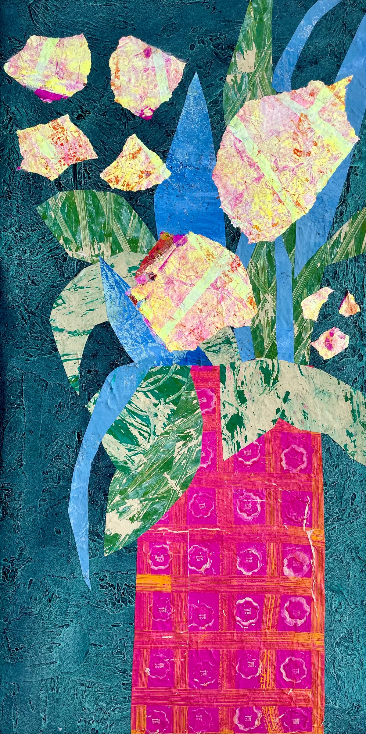 “Bloom Joy"  $525- 12"x 24" Mixed media on gallery depth canvas