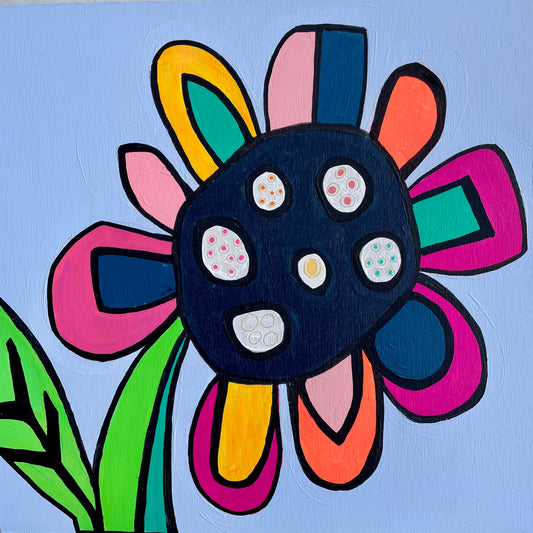 “Bloom Pop Won”  $350 - 12"x 12" acrylic on wooden cradled canvas