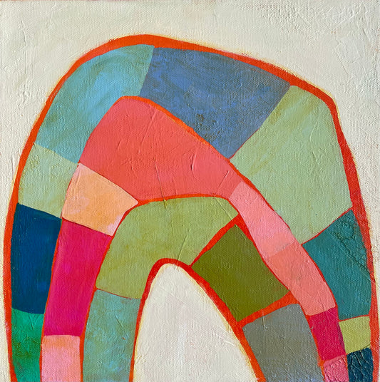 "Complicated Rainbow Joy”  $350 - 12"x 12" Acrylic on canvas