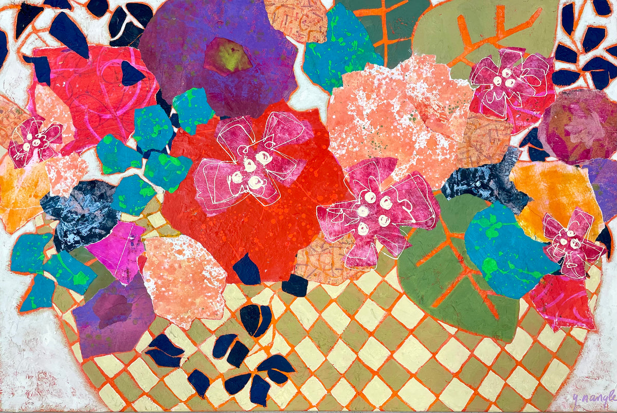 “Checks in Bloom” $950 20”x 30”