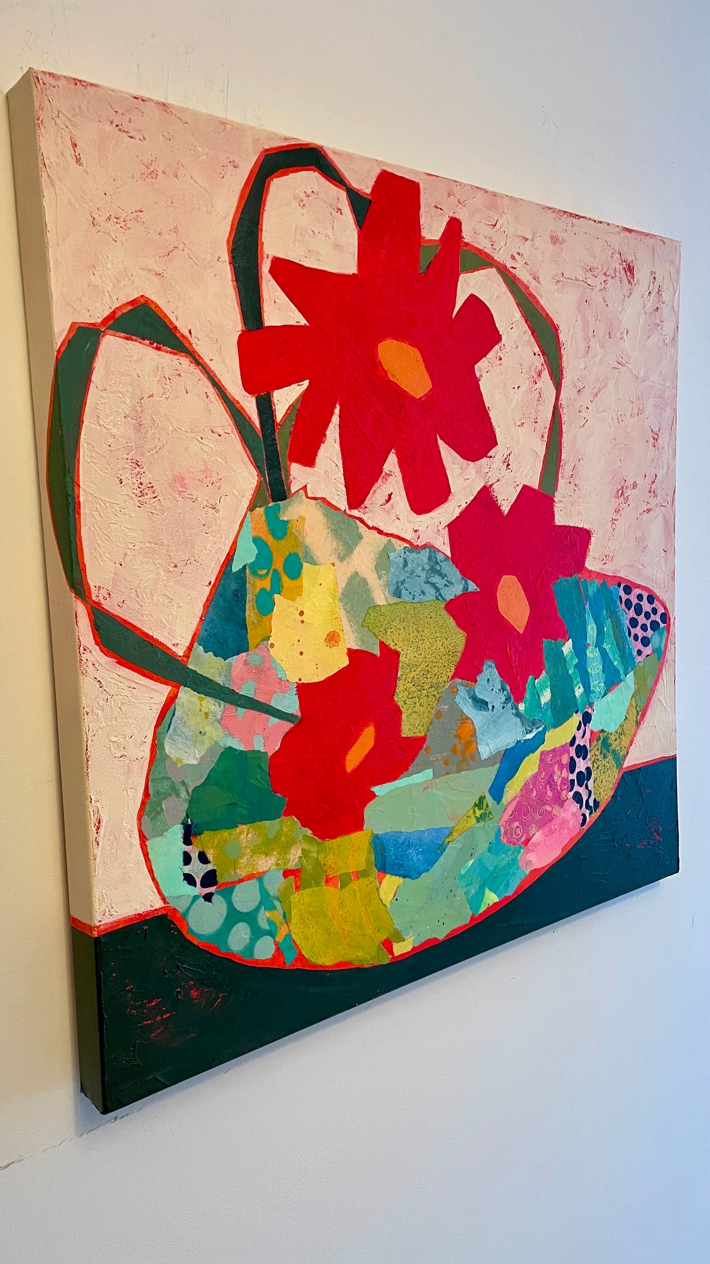"Joy Sprouted Here"  $765 - 24"x 24" Mixed media on gallery depth canvas