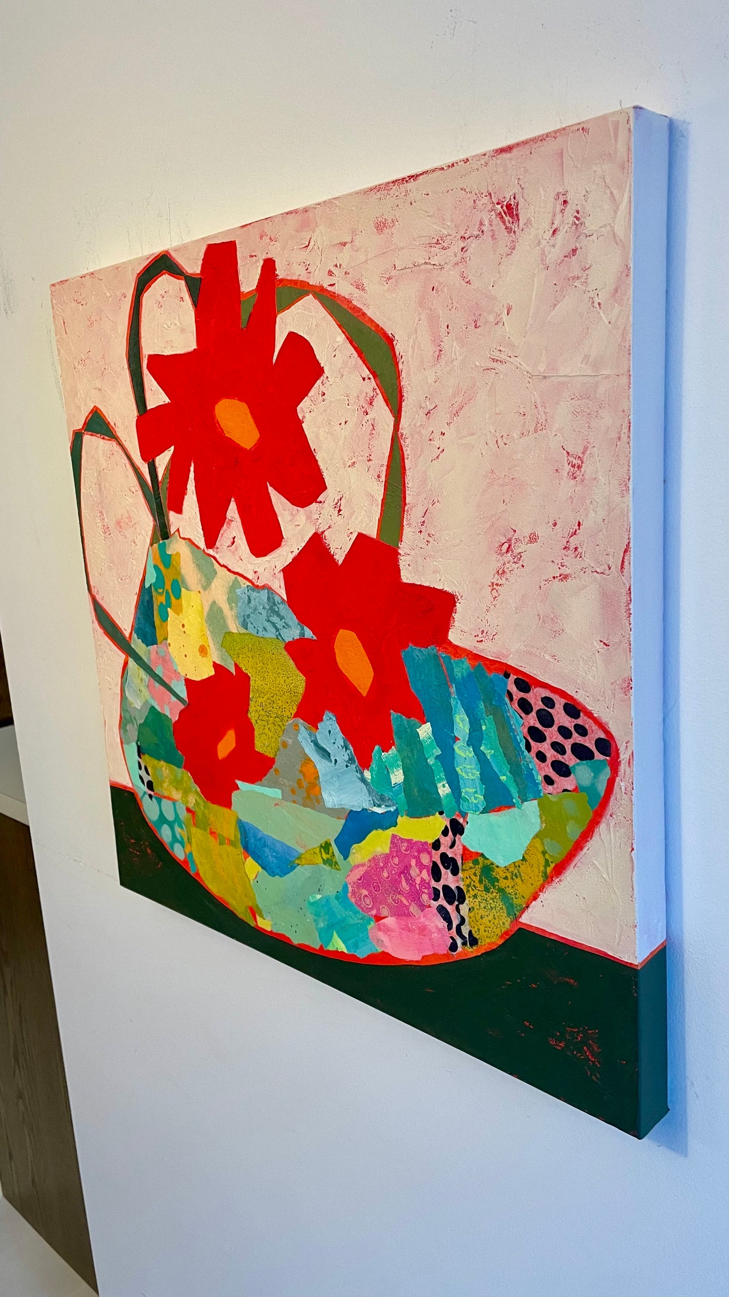 "Joy Sprouted Here"  $765 - 24"x 24" Mixed media on gallery depth canvas