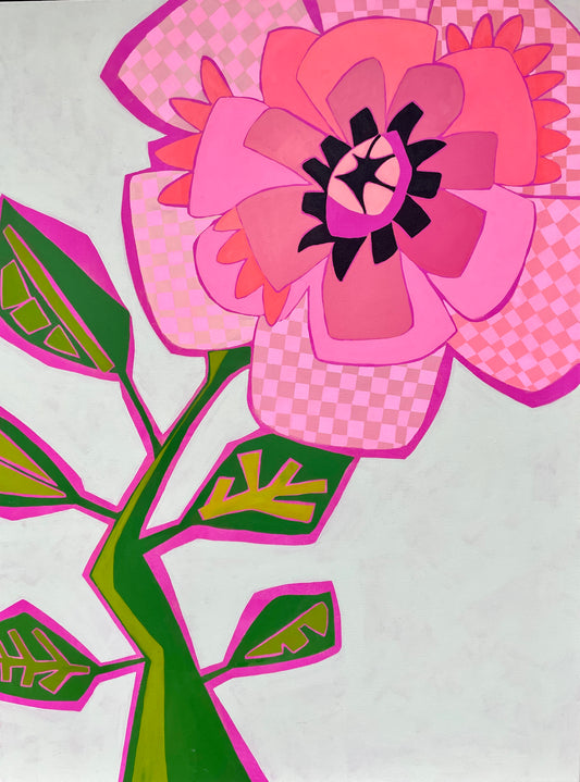 “My Pink Checkered Past” $800 - 48" x 36” Acrylic on gallery depth canvas