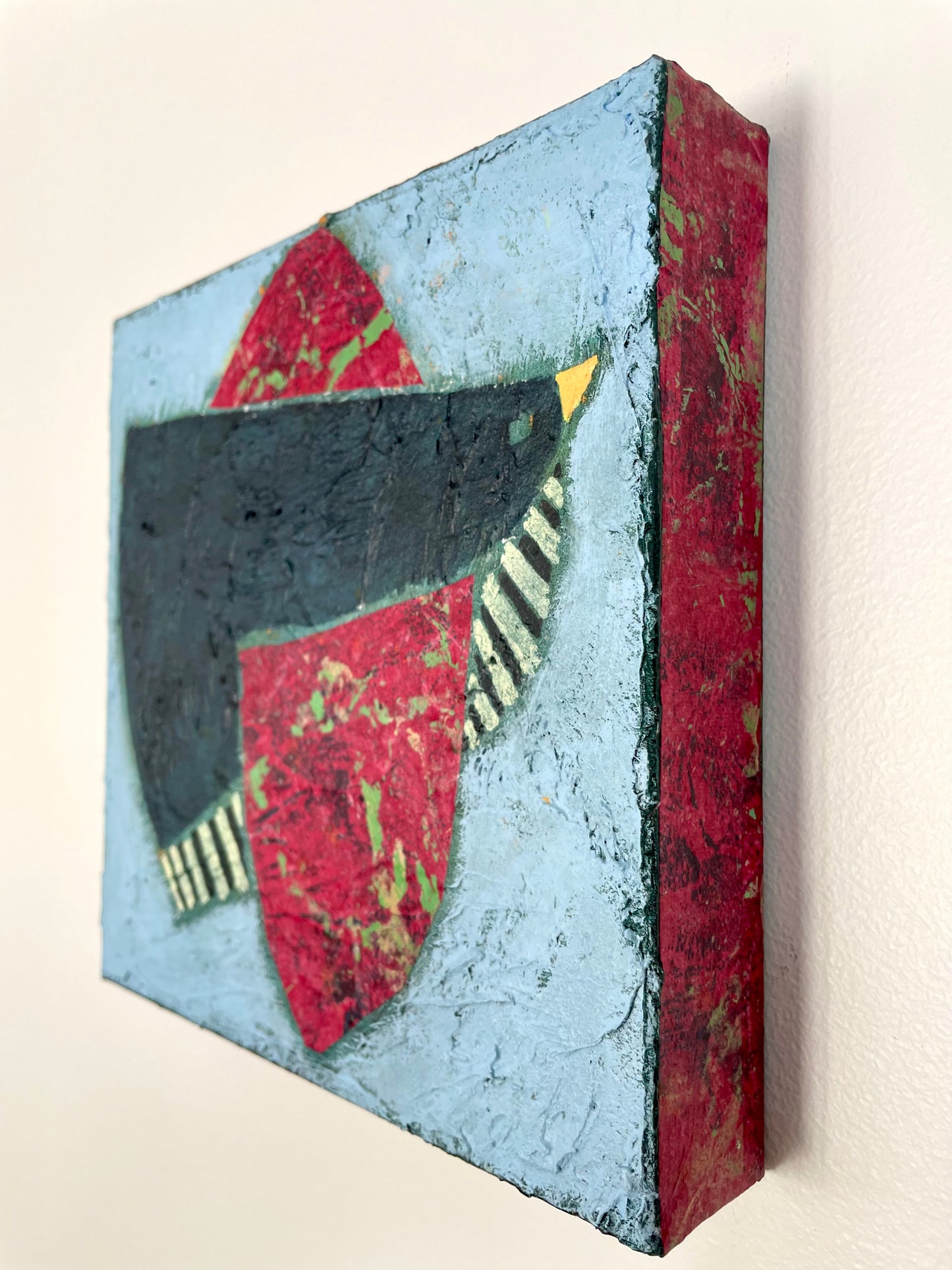 right Side detail of Waitng for this Moment to Be Free showing collaged canvas edges