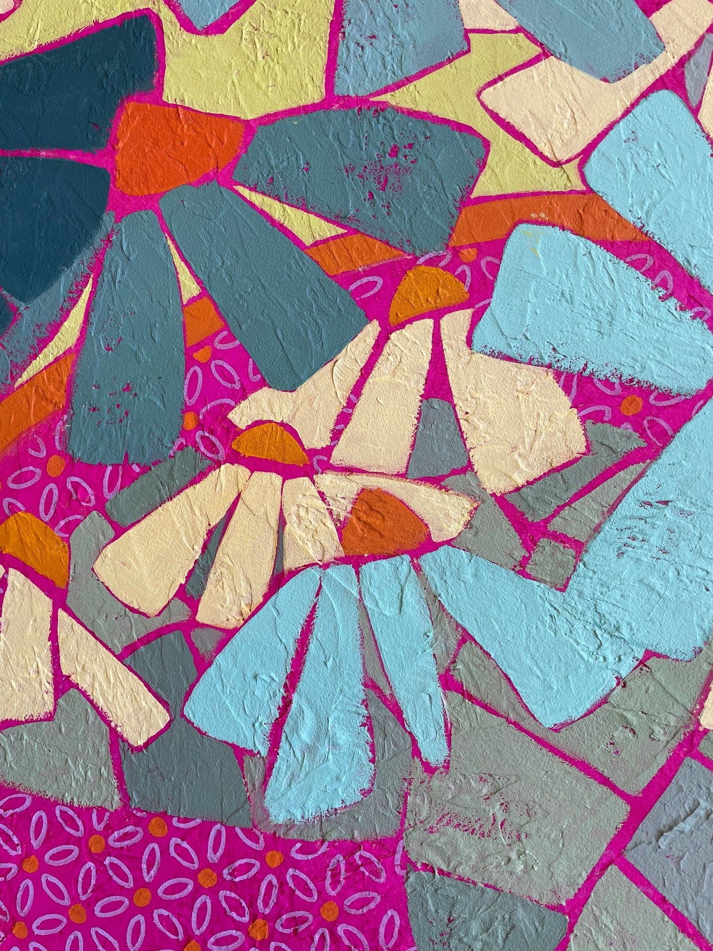 "Big Daisy Energy in a Hot Pink Bowl" $765  24"x 24" acrylic on gallery depth canvas