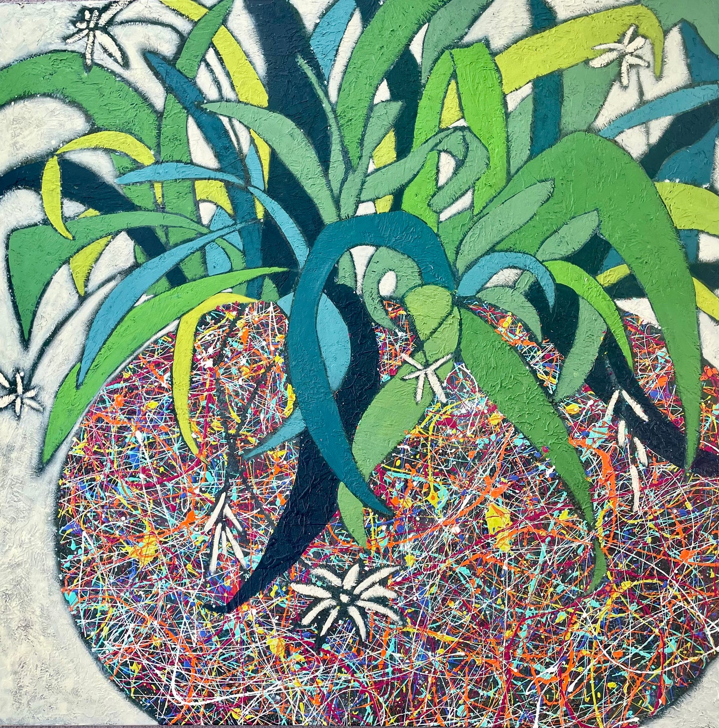 "Spider Pot Splatter" $1450 36"x 36" acrylic on canvas
