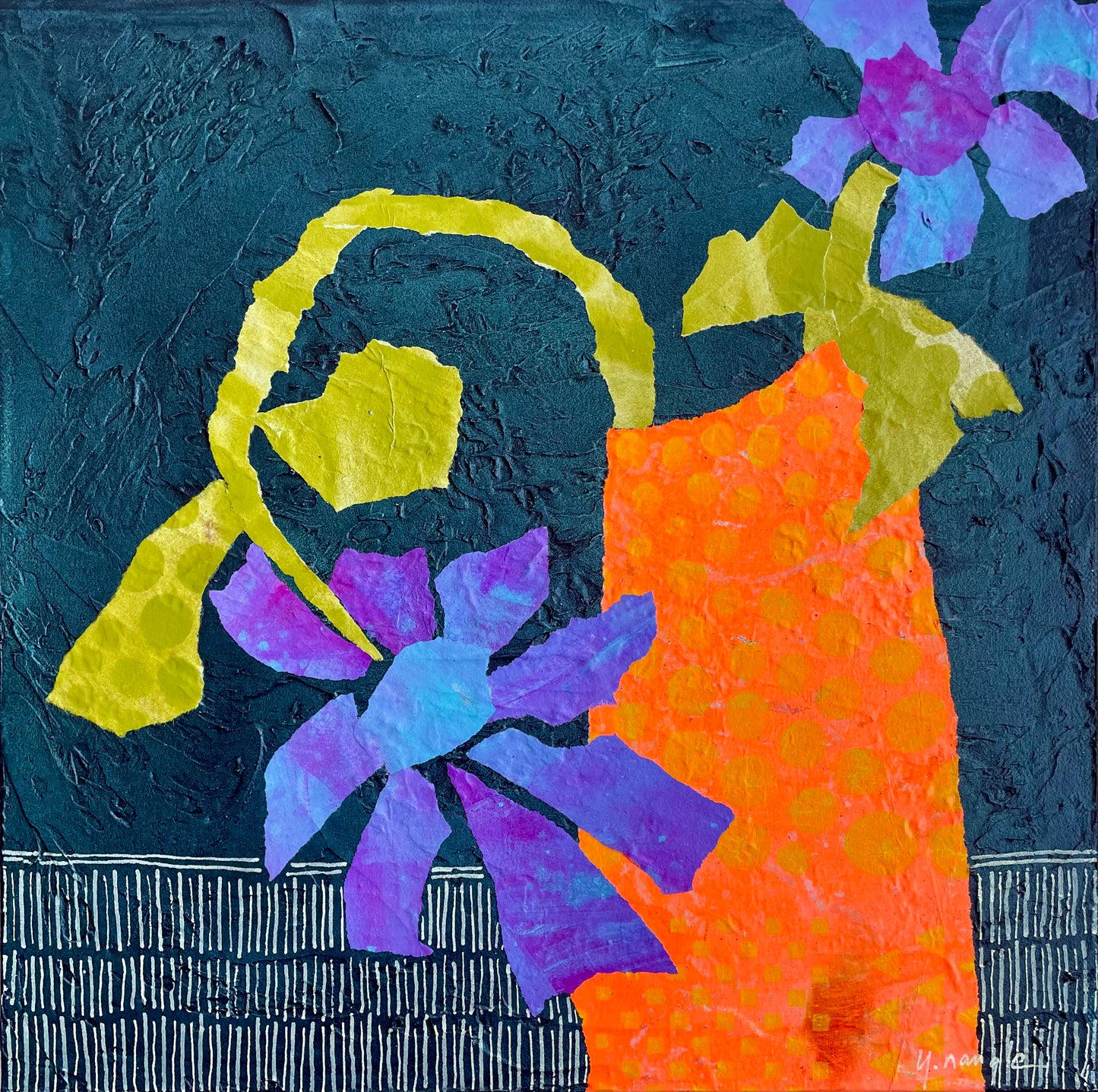 “Pardon My Purple"  $400- 14"x 14" Mixed media on gallery depth canvas