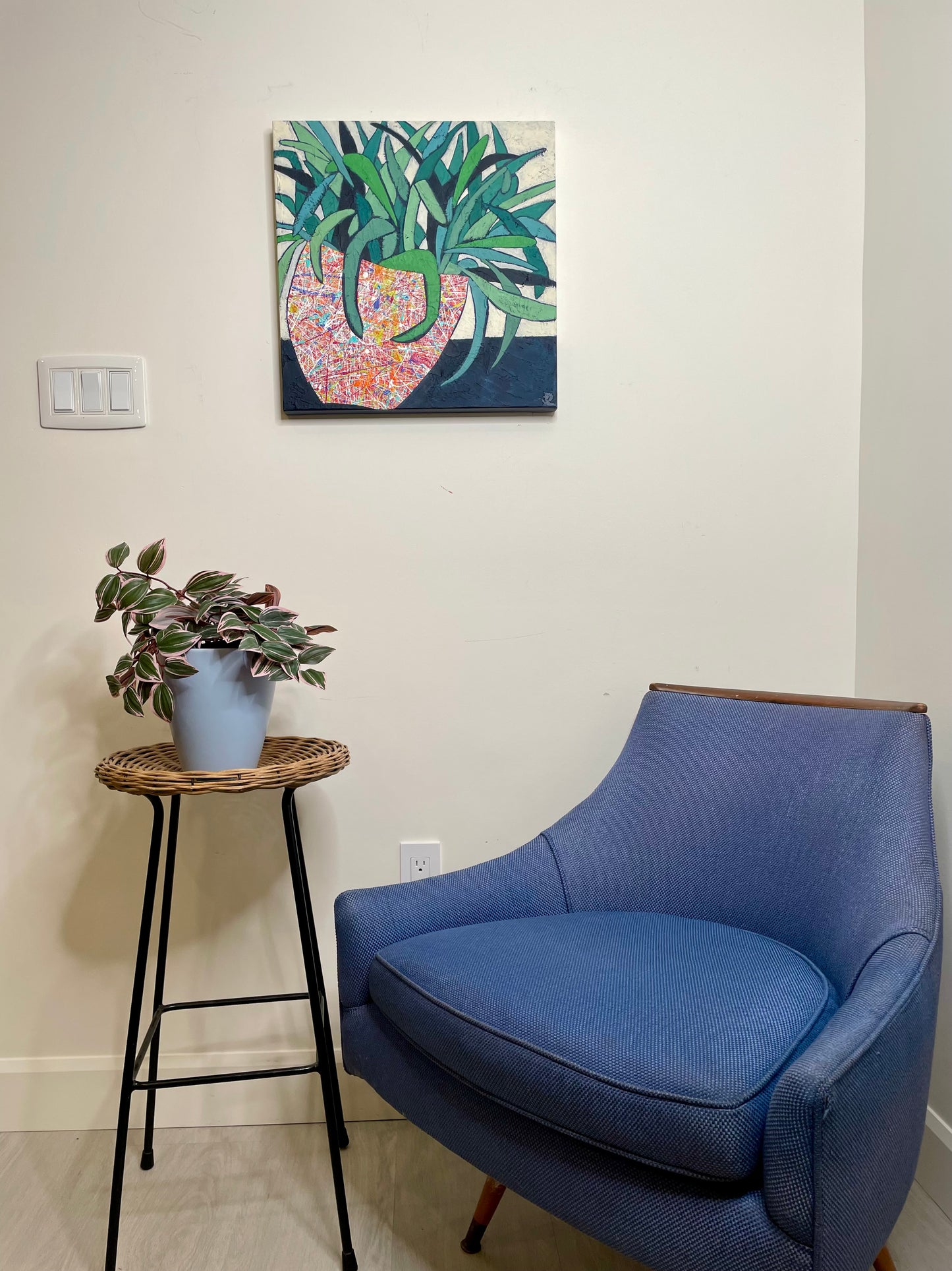 "Spider Plant in Splatter" $600 18"x 18" acrylic on canvas