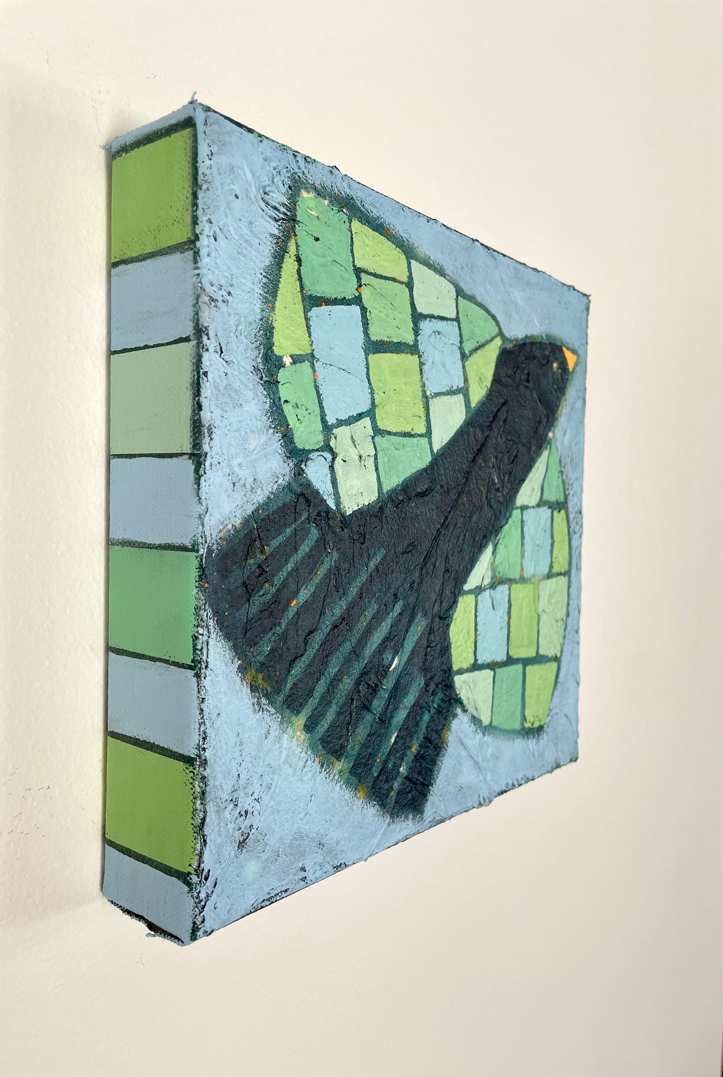 abstract bird painting displayed on a wall waiting for this moment