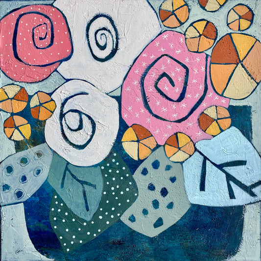 "Blooming Free"  $512 - 16"x 16" Mixed media on gallery depth canvas