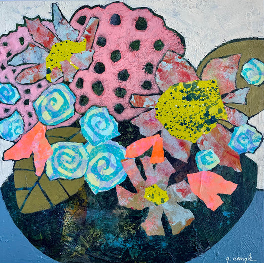 "Blooms Unleashed"  $512 - 16"x 16" Mixed media on gallery depth canvas