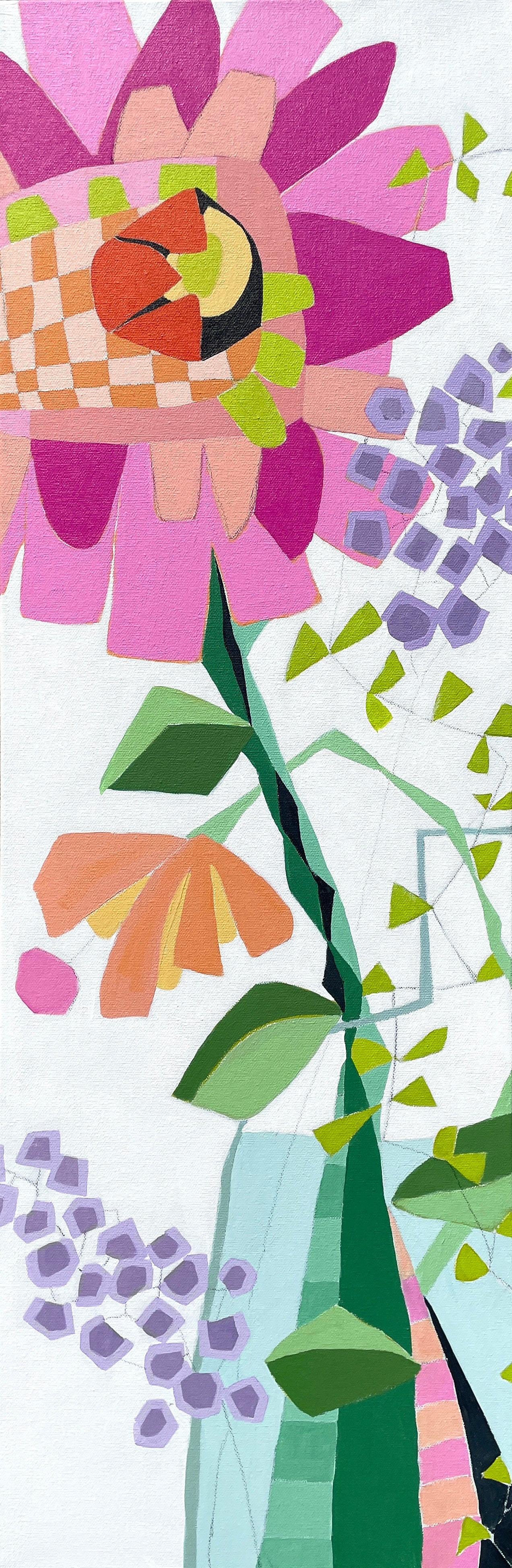 "Escaping the Vase Pink Passion" $800- Acrylic painting on gallery depth (1 1/2") canvas