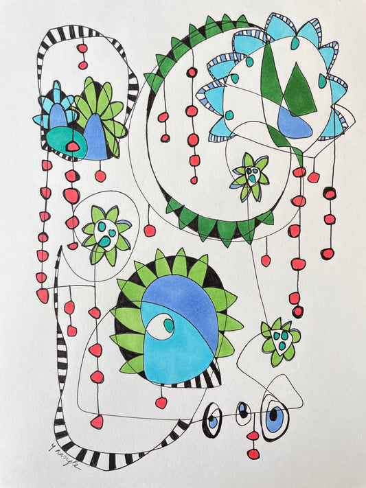 "Red M&M's and Blueberry Pie" doodle art creation
