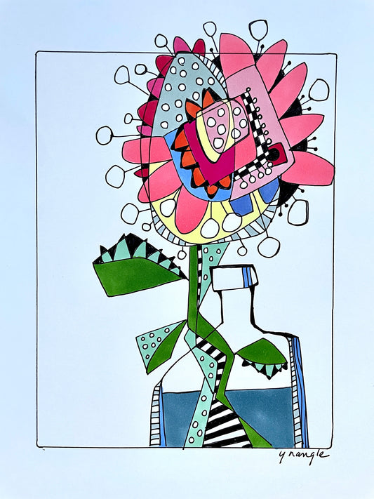 "Escaping the Vase with Jubilation"- doodle art creation on paper